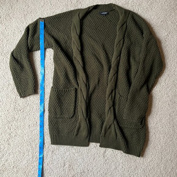 AAMILIFE *Cozy* Olive Green Cardigan | Chunky Knit | Open Front | Size XS | GUC - Picture 1 of 12
